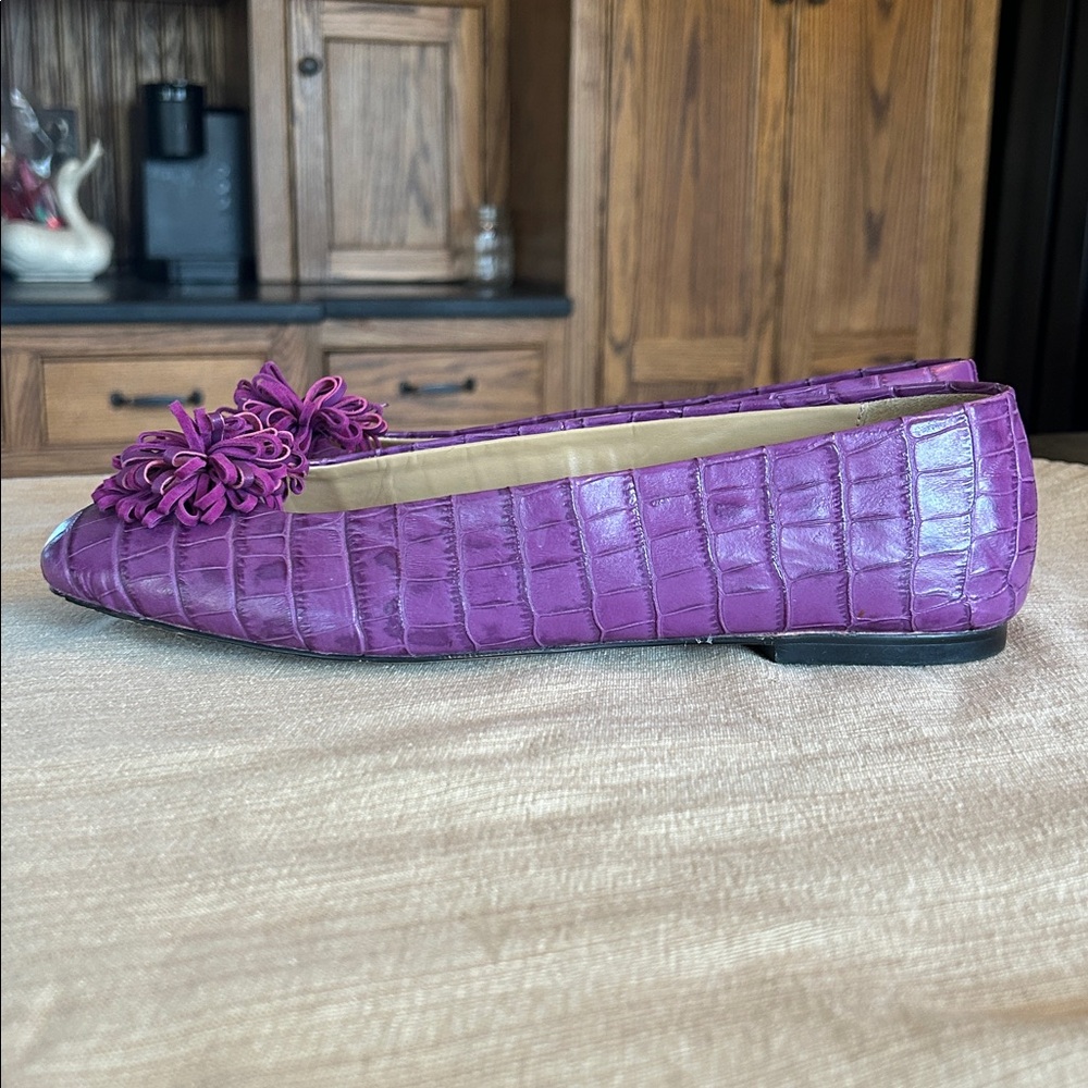 TALBOTS Purple Stella Pom Pom Ballet Flats Leather women’s 10 - Picture 4 of 7